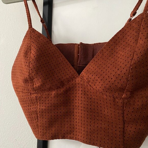 Forever 21 | EUC Faux Suede Rust Brown Perforated Adjustable Bralette Size Small - Picture 3 of 9